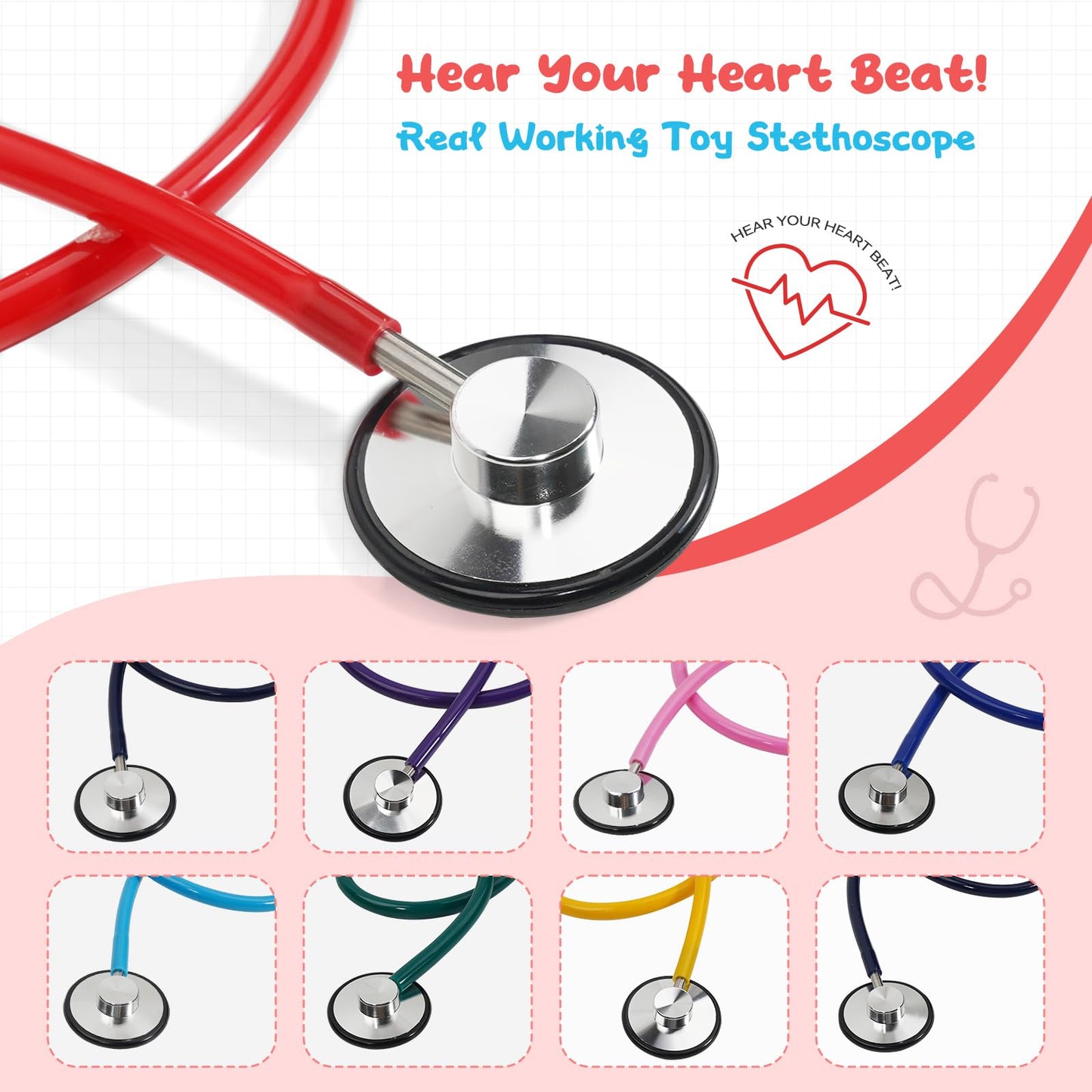 Kids Stethoscope, Real Working Nursing Stethoscope for Kids, Toddler Doctor Game Toy, Girls Boys Doctor Nurse Cosplay Costume Ac