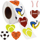 FEBSNOW Sports Stickers for Kids, 600Pcs Valentines Football Basketball Soccer Baseball Self-Adhesive Water Bottle Sticker Heart
