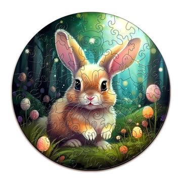 Woodbests 50 Piece Large Wooden Puzzles For Kids Ages 4-6, Rabbit Wooden Kids Puzzles (11.4''X11.4'') Unique Shape, Birthday & E