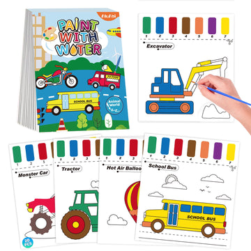 Paint With Water Books For Kid,Traffic Watercolor Painting Set With Brushes, Watercolor Painting Papers Art Craft Kit Toy, Mess Free Coloring Activity, Easter Christmas Gifts For Kid Age 3 4 5 6 7 8