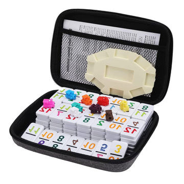 Mexican Train Dominoes Set Numbers Double 12, Travel Mexican Train Game With 91 Colored Tiles And Protable Case, Number Domino S