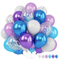Frozen Balloons Set, 12 Inch Metallic Blue Purple Balloons Snowflake Confetti Latex Balloons Metallic Silver Helium Balloon Gril