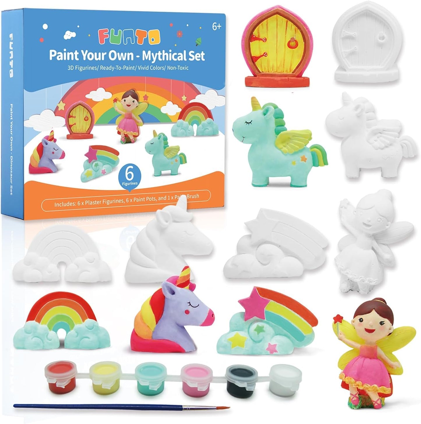 Funto Paint Your Own Unicorn Painting Kit, 13 Pcs Arts And Crafts Set For Kids, Steam Projects Creative Activity Diy Toys Gift F