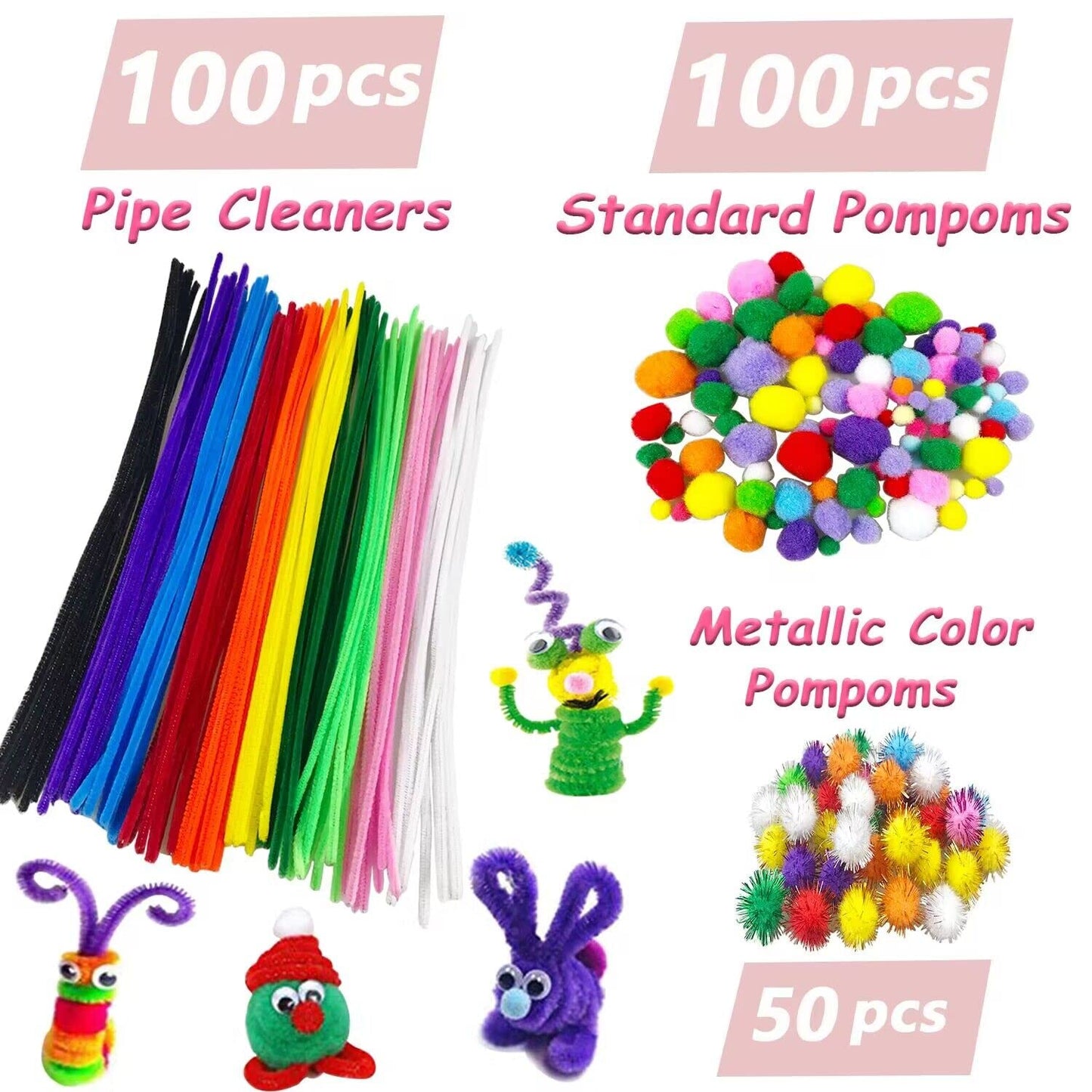 VLUSSO Purple Arts and Crafts Supplies for Kids - DIY Craft Kits with Pipe Cleaners, Perfect for Preschool and Homeschool Ages 4-8