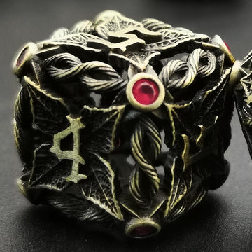 Mjdiceok Hollow Magic Vine Leaf Metal Dice Set Dnd Dice Set 7 Role Playing Dice D&D Dungeons And Dragons Dice (Ancient Bronze +
