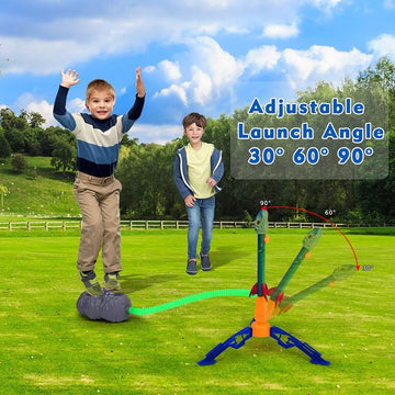 Gizzjoy Dinosaur Toy Rocket Launcher For Kids - Launch Up To 100 Ft, 4 Rockets, Outdoor Outside Toys For Kids, Dinosaur Toys, Bi