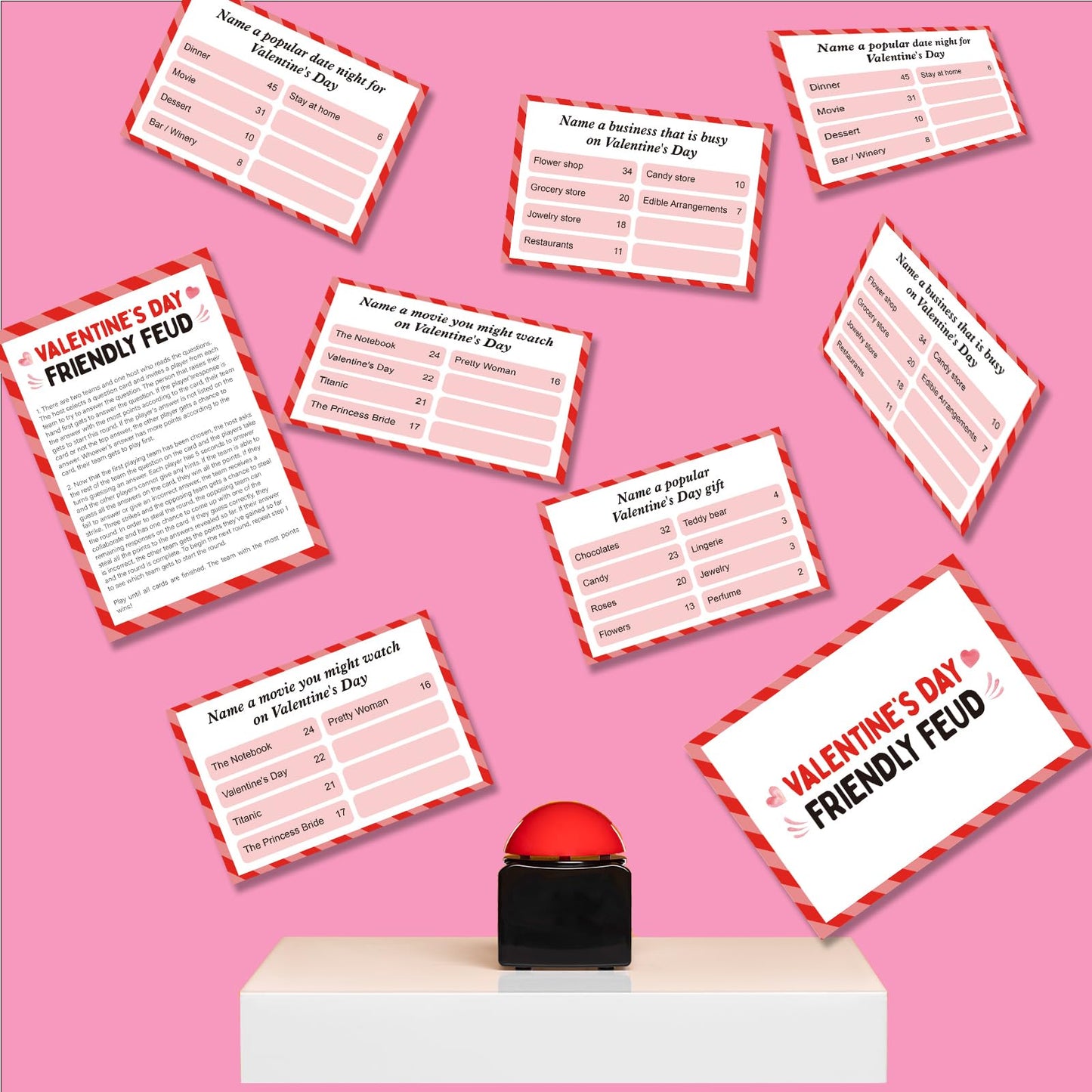 Valentine'S Day Friendly Feud Game Set, Valentine'S Day Game Supplies, Valentine'S Day Games For Adults And Teens, Feud Quiz, Va