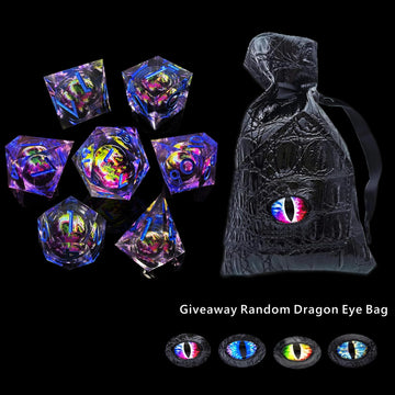HAOMEJA Resin Dragon DND Dice Set 7 PCS Sharp Edges D&D Dice with Gift Random Dragon Eye Bag Apply to Dungeons and Dragons Role