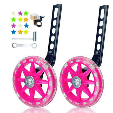 Ddjkcz Training Wheels For Kids Bicycle,Flash Mute Big Wheel Compatible For 12 14 16 18 20 Inch Single Speed Bike (Rose)