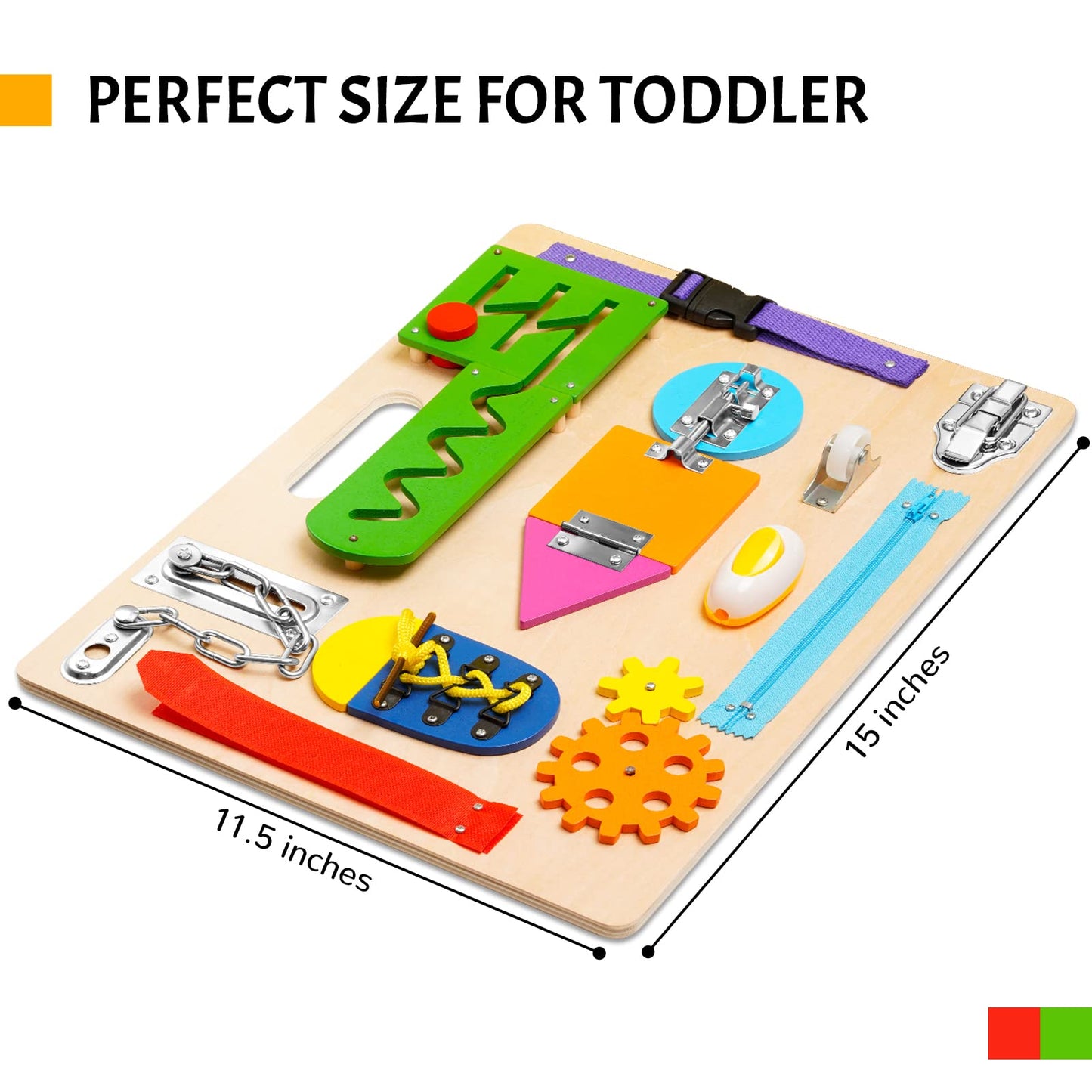 Montessori Busy Board For Toddlers, Wooden Sensory Toys, Preschool Learning Activities For Fine Motor Skills Travel Toy, Basic Life Skills Educational Gifts For 1 2 3 Years Old Kids Boys Girls