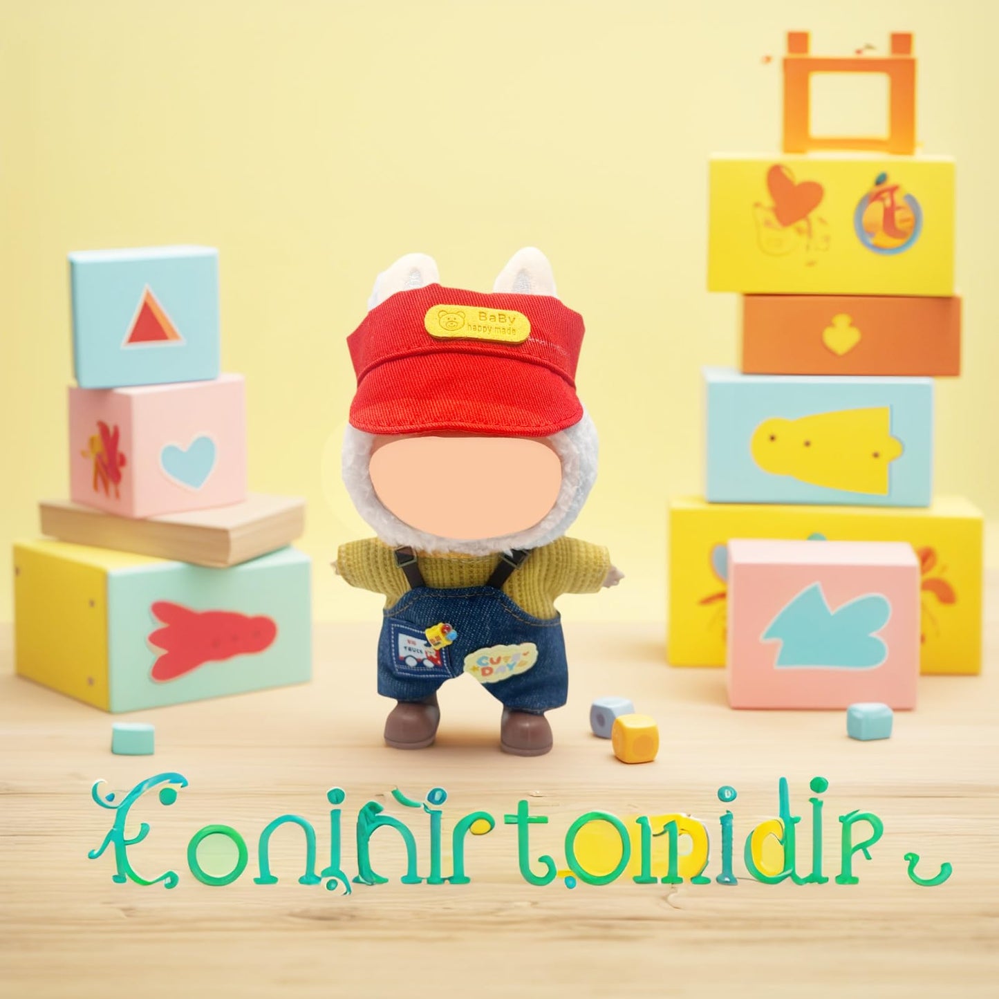 Doll Clothes Set and Accessories (No Doll)  2025 Stylish Exquisite Adorable Designed Clothes Outfit for 15cm/17cm with Red Hat & Overalls & Brown Shoes