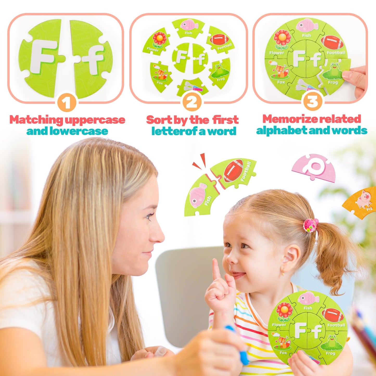 Amidear Abc Alphabet And Number Puzzle Educational Preschool Learning Toys For Toddlers, Montessori Toys Sight Words Game Kinder