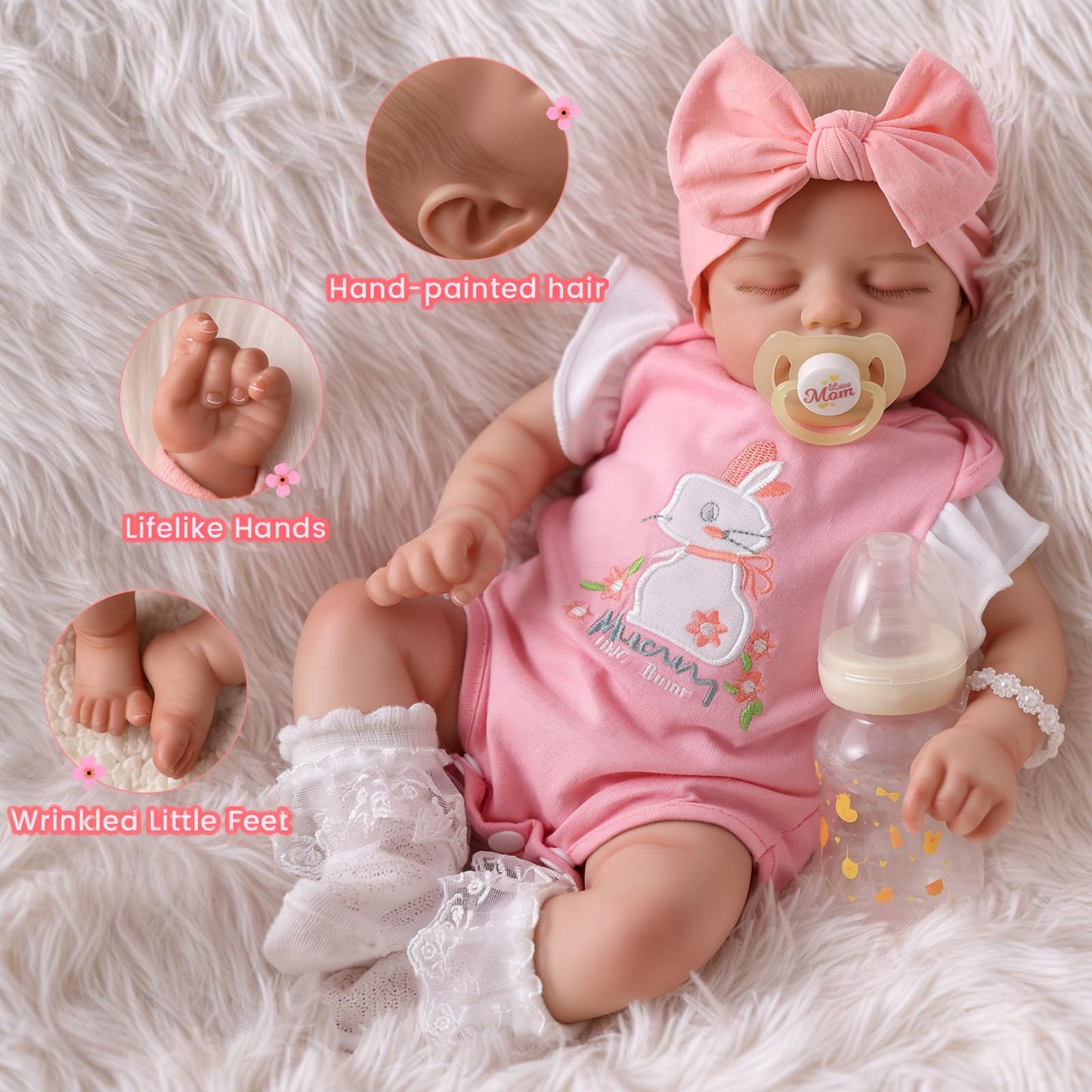 Babeside Lifelike Reborn Baby Dolls - 17 Inch Realistic Newborn Baby Doll Sleeping Real Life Baby Dolls Girls With Gift Box For
