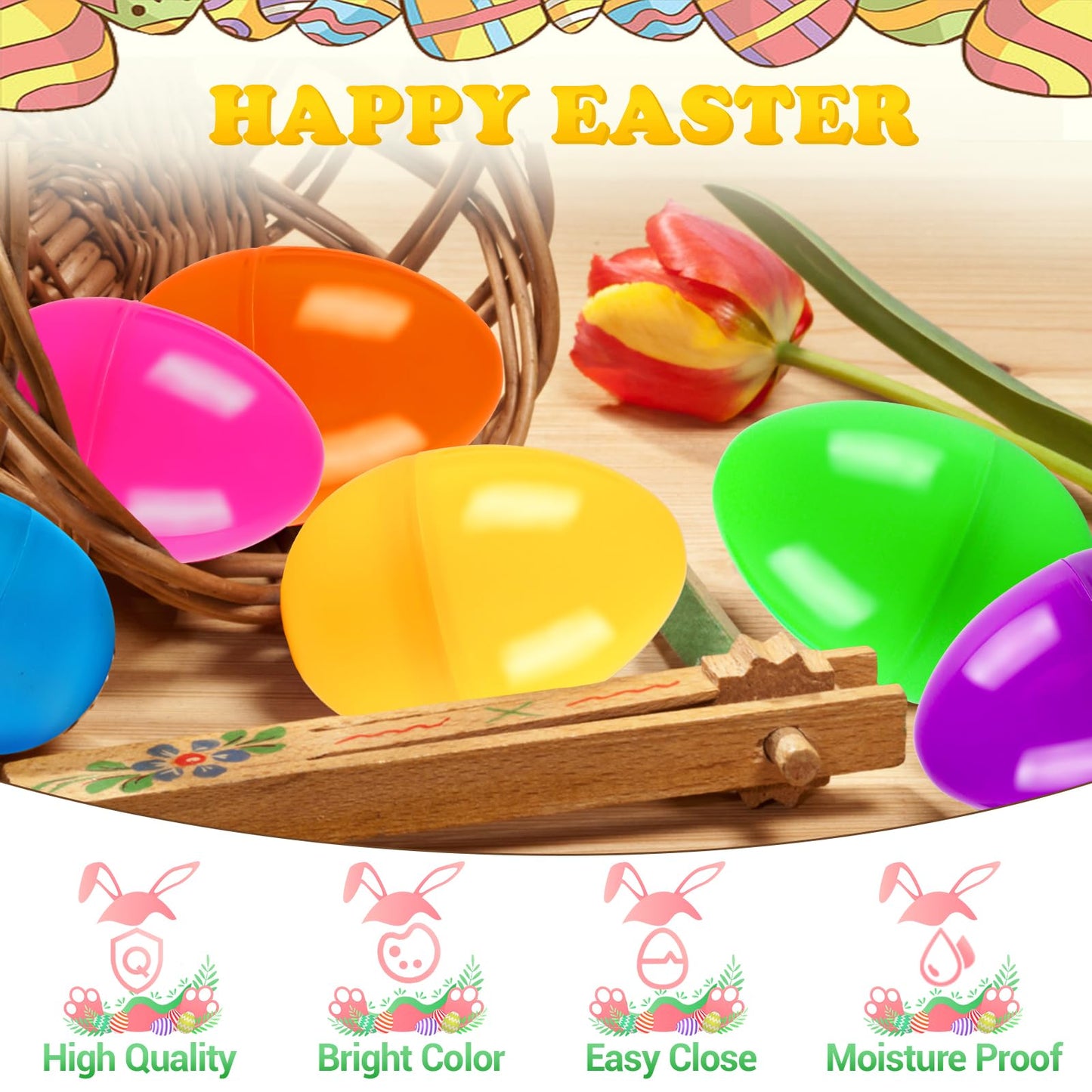 Rosaui 3.5    Fillable Easter Eggs, 36Pcs Empty Plastic Eggs - 6 Bright Colors - Holiday Candy & Surprises Gift Box - Easter Bas