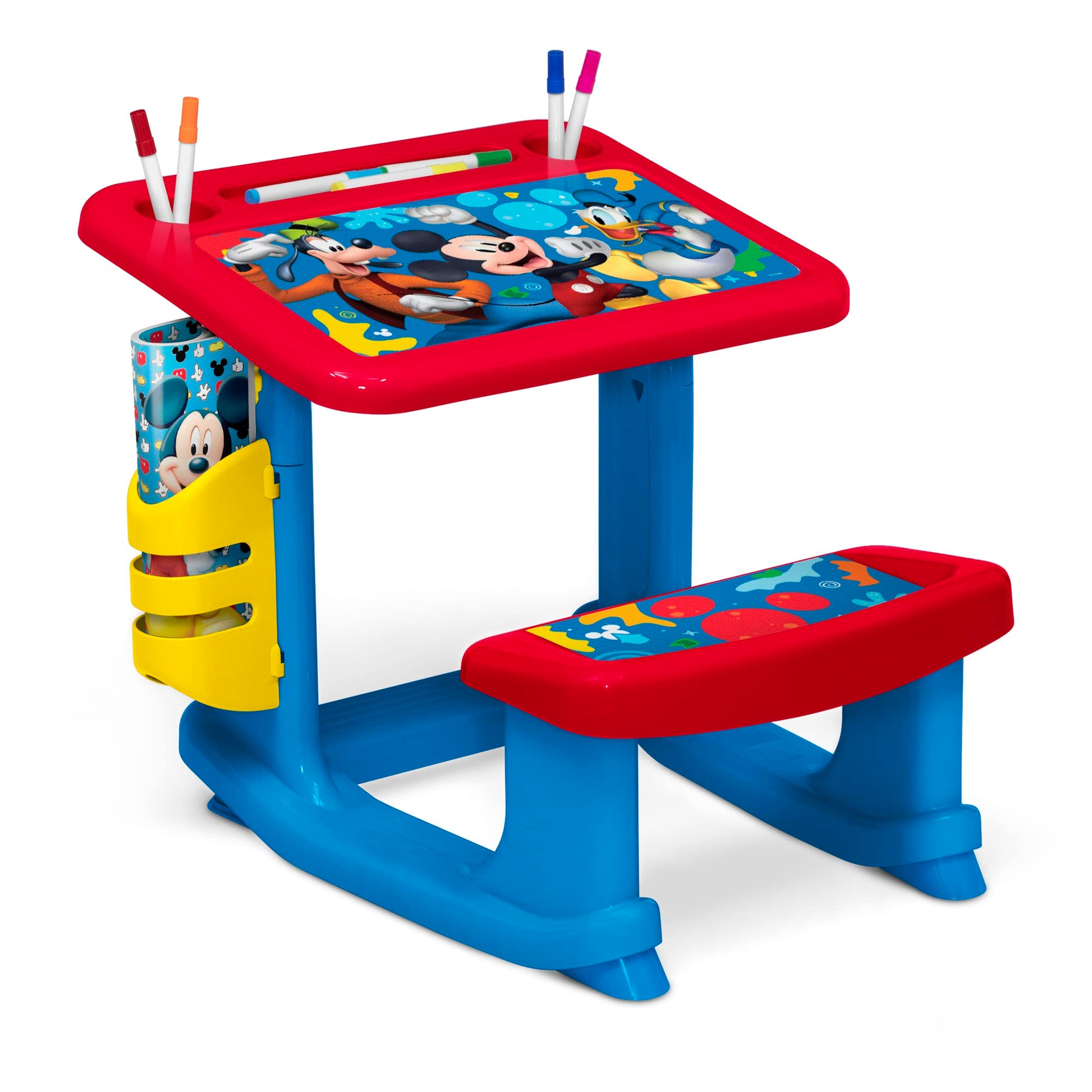Disney Mickey Mouse Draw and Play Desk by Delta Children - Includes 10 Markers and Coloring Book, Blue