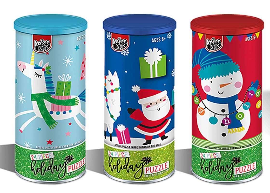Christmas Jigsaw Puzzle (Set Of 3, 24 Pieces Each) For Children Or Kids Gift Stocking Stuffer