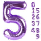 Number 5 Balloon 40 Inch For 5Th 15 25 35 50 Birthday Decorations, Mylar Big Foil Purple Number Balloons For Five Is A Vibe Birt