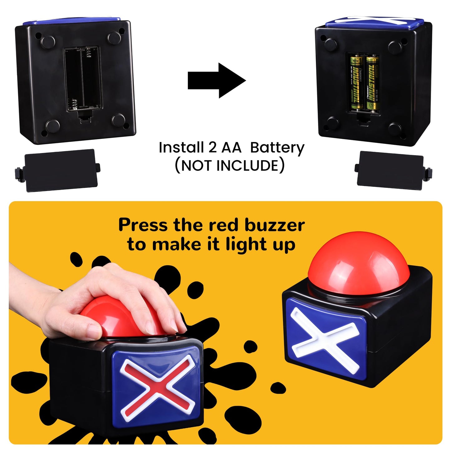 MyMealivos Game Trivia Buzzers for Family Game Night | Alarm Answer Button with Loud Sound and Light Entertainment in Classroom