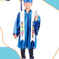 Preschool Graduation Gown And Cap With Tassel Printed Graduation Stoles Certificate Shiny Graduation Gown For Kindergarten (Blue