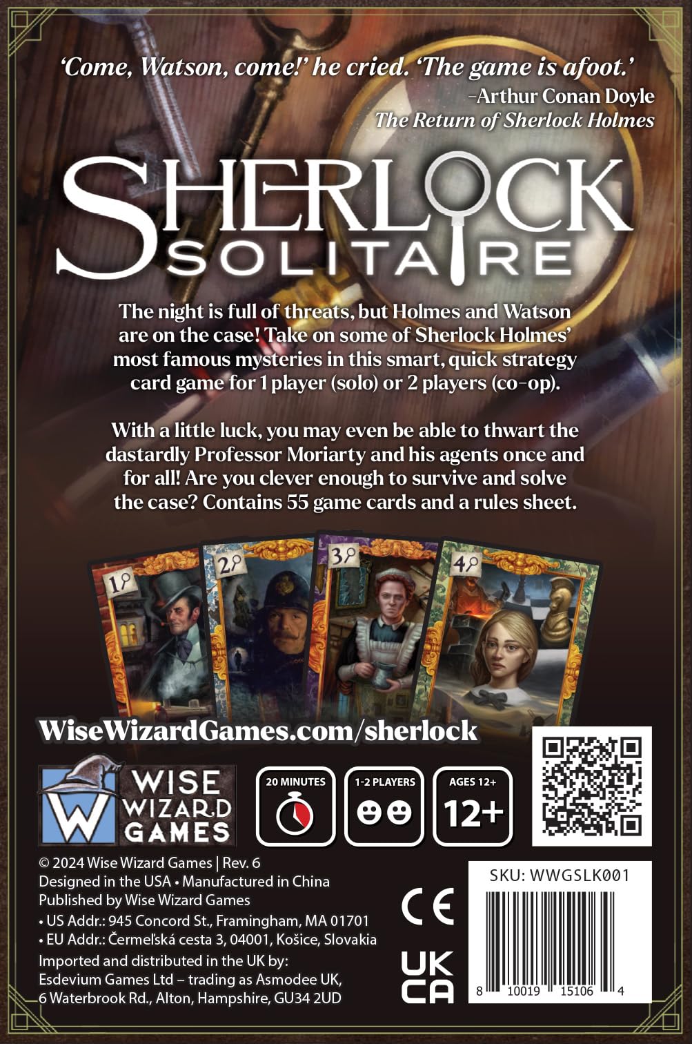 Wise Wizard Games Sherlock Solitaire: A Game By Peter Scholtz