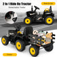 Costzon Ride On Tractor W/Detachable Trailer, 12V Kids' Electric Vehicles W/ 3-Gear-Shift Ground Loader, Wireless Design & Usb, 7 Led Headlights, Remote Control Tractor Toy For Kids 3+ (Black)