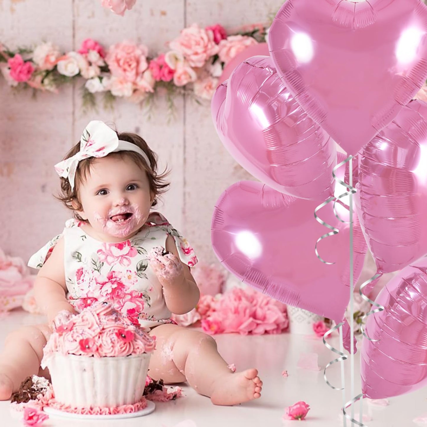 TONIFUL Pink Heart Foil Balloons - 30pcs 18 Inch Light Pink Mylar for Birthday, Valentine's Day, Bridal Shower, Party Supplies