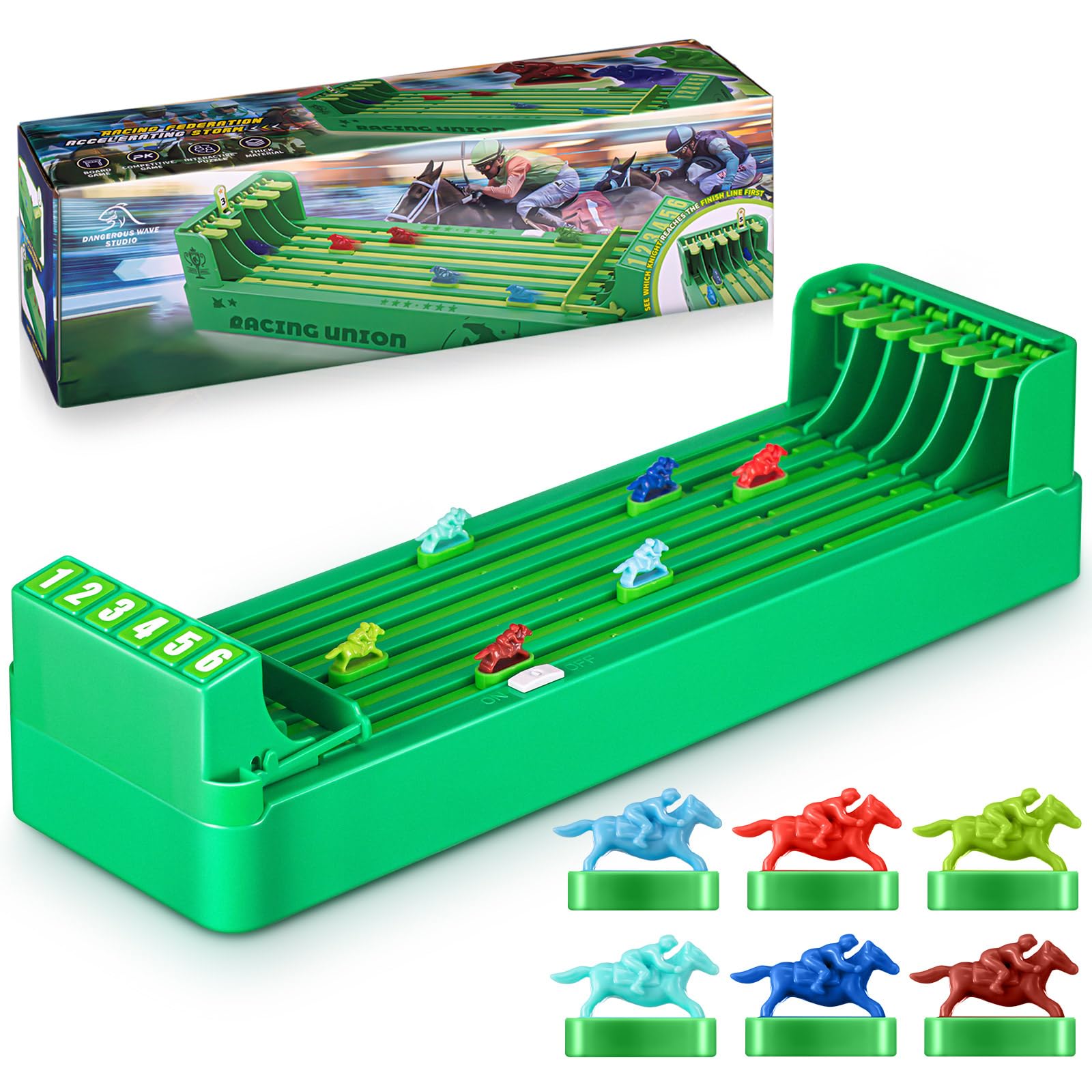 Foilswirl Electric Horse Racing Board Game Mini Portable 6-Horse Racing Table Desktop Derby Game for mature-themed Family Party Entertainment