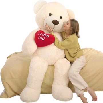 Tezituor Giant Teddy Bear Stuffed Animals 5 Feet - “I Love You”Red Heart Human Size Teddy Bear For Girlfriend,Boyfriend,Wife,Lover-Birthday, Anniversary, Valentines, Or Long Distance