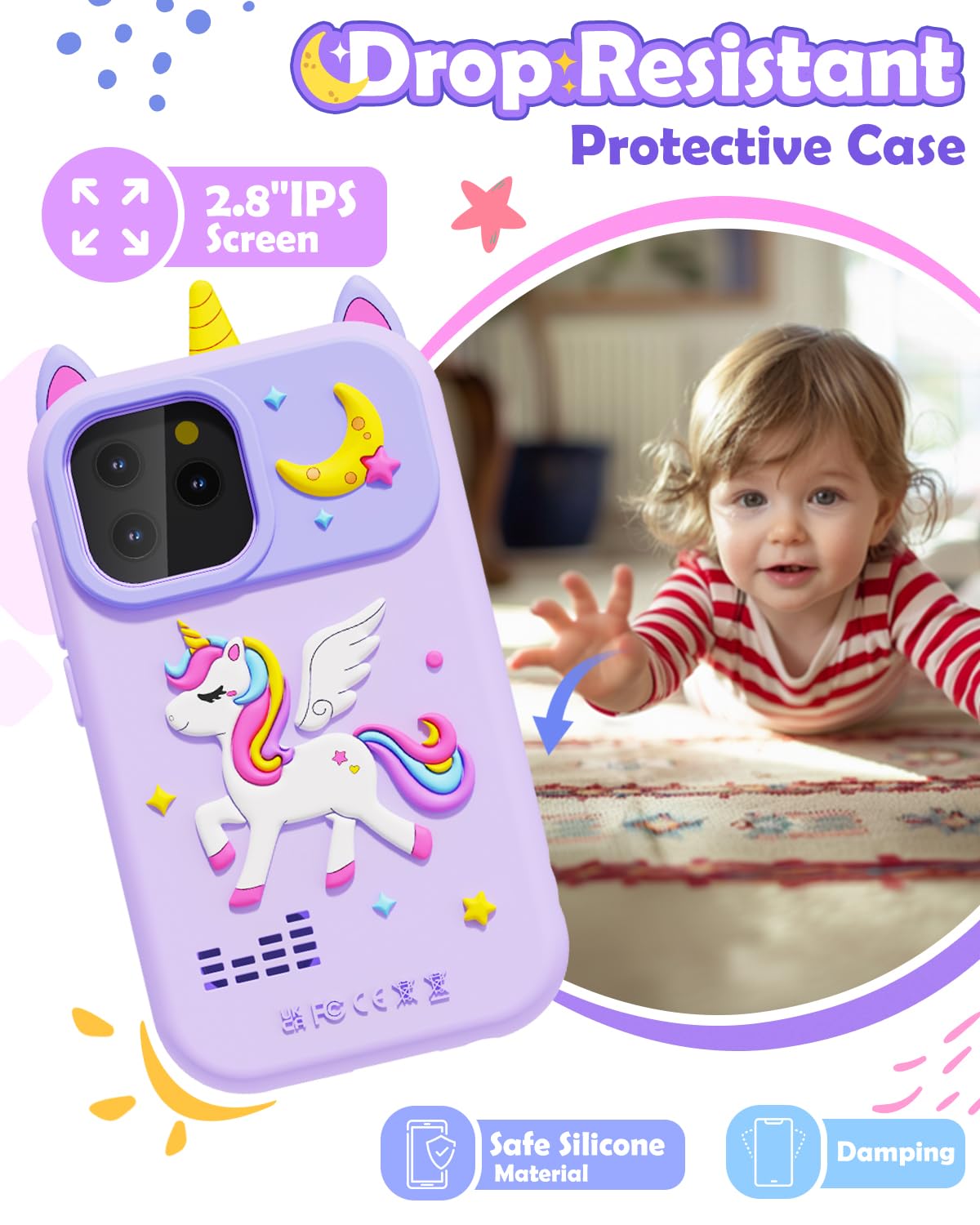 Kids Phone Toys For Girls Ages 5-7, Christmas Birthday Gifts For 5 6 7 8 Year Old Girls, Hd Dual Camera Kids Smart Phone For Tod