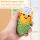 Grevosea Mini Funny Positive Corn, 3 Inch Positive Corn Crochet With Wood Base Cute Wool Funny Knitted Positive Corn Doll Cheer Up Gifts For New Year Birthday Friends Party Decoration Encouragement