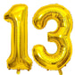 40 Inch Gold 13 Number Balloons Giant Jumbo Huge 13 Or 31 Foil Mylar Helium Number Digital Balloons Gold Birthday Mylar Digital
