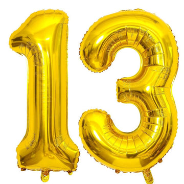 40 Inch Gold 13 Number Balloons Giant Jumbo Huge 13 Or 31 Foil Mylar Helium Number Digital Balloons Gold Birthday Mylar Digital