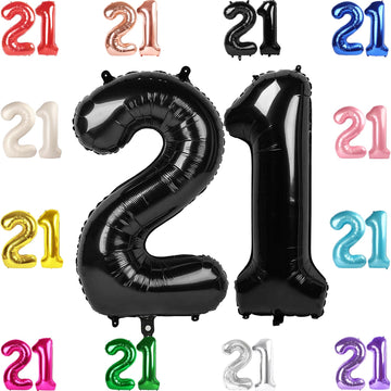 21 Balloon Number, Black Number 21St Birthday Balloons 40 Inch, 21 Or 12 Years Old Black Birthday Decorations For Men Women Him