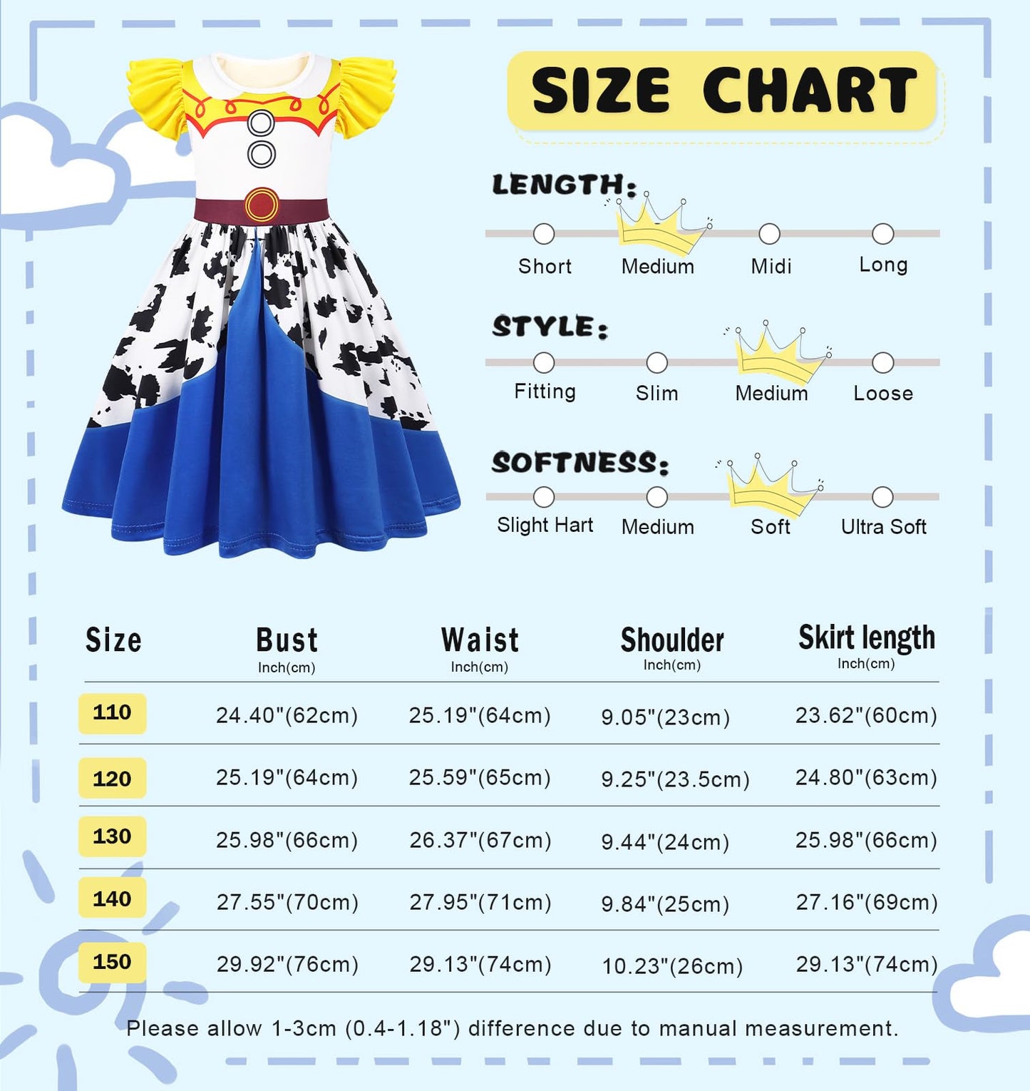 Eledobby Jessie Toy Story Costume Girls Princess Jessie Dress Cowgirls Costumes Halloween Outfit Birthday Party Dresses 9-10Year