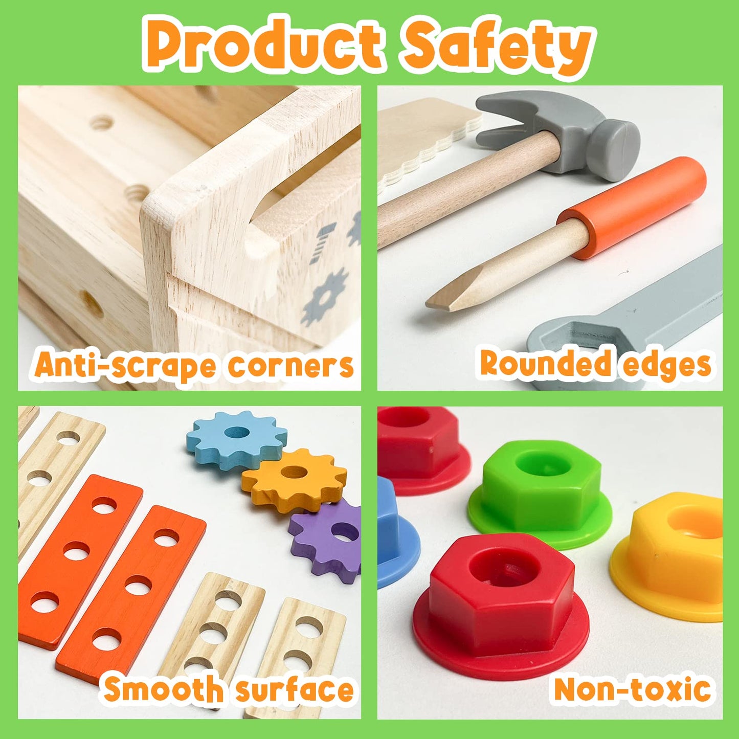 GraceDuck Kids Tool Bench Wooden Set Toys - Montessori Toys for 2 3 4 5 Year Old Workbench Boy Girl Construction Toys for 2 Year