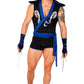 Roma Costume Men'S 3Pc Ninja Warrior Costume, Black/Blue, Large