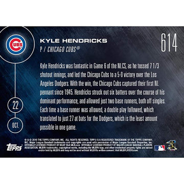 Mlb Chicago Cubs Kyle Hendricks #614 2016 Topps Now Trading Card