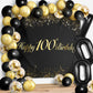Happy 100Th Birthday Balloons Black Set Decor - Cheers To 100 Years Old Party Theme Garland Banner Backdrop Decorations For Wome