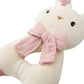 CUDDLE CORNER Organic Cotton Stuffed Animal Rattle Baby Toys, Plush Bunny Cuddle Cloth and Hand Grip Ring Rattles Plush Toy Set