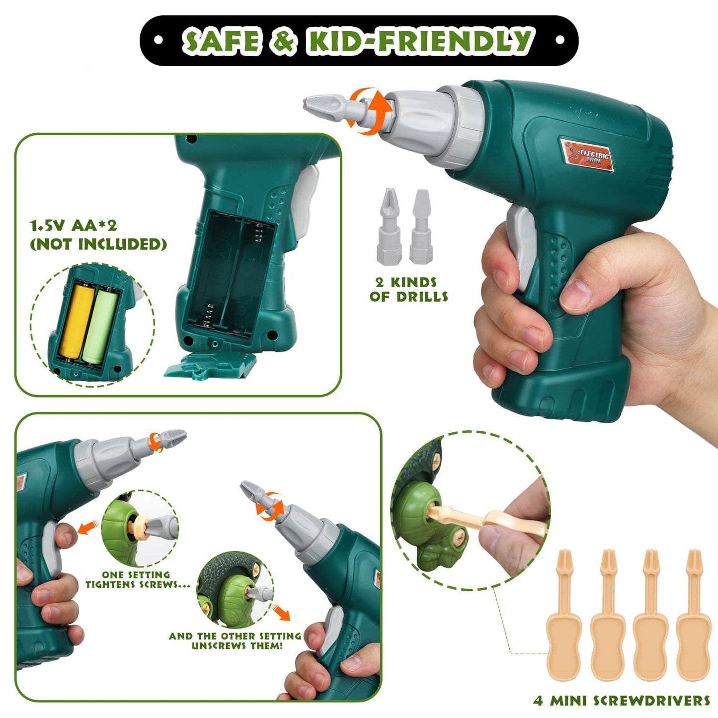 TOY Life 4-Pack Take Apart Dinosaur STEM Toys for Ages 3-12, Educational Building & Construction Set, Toddler Boys Gift, Prescho