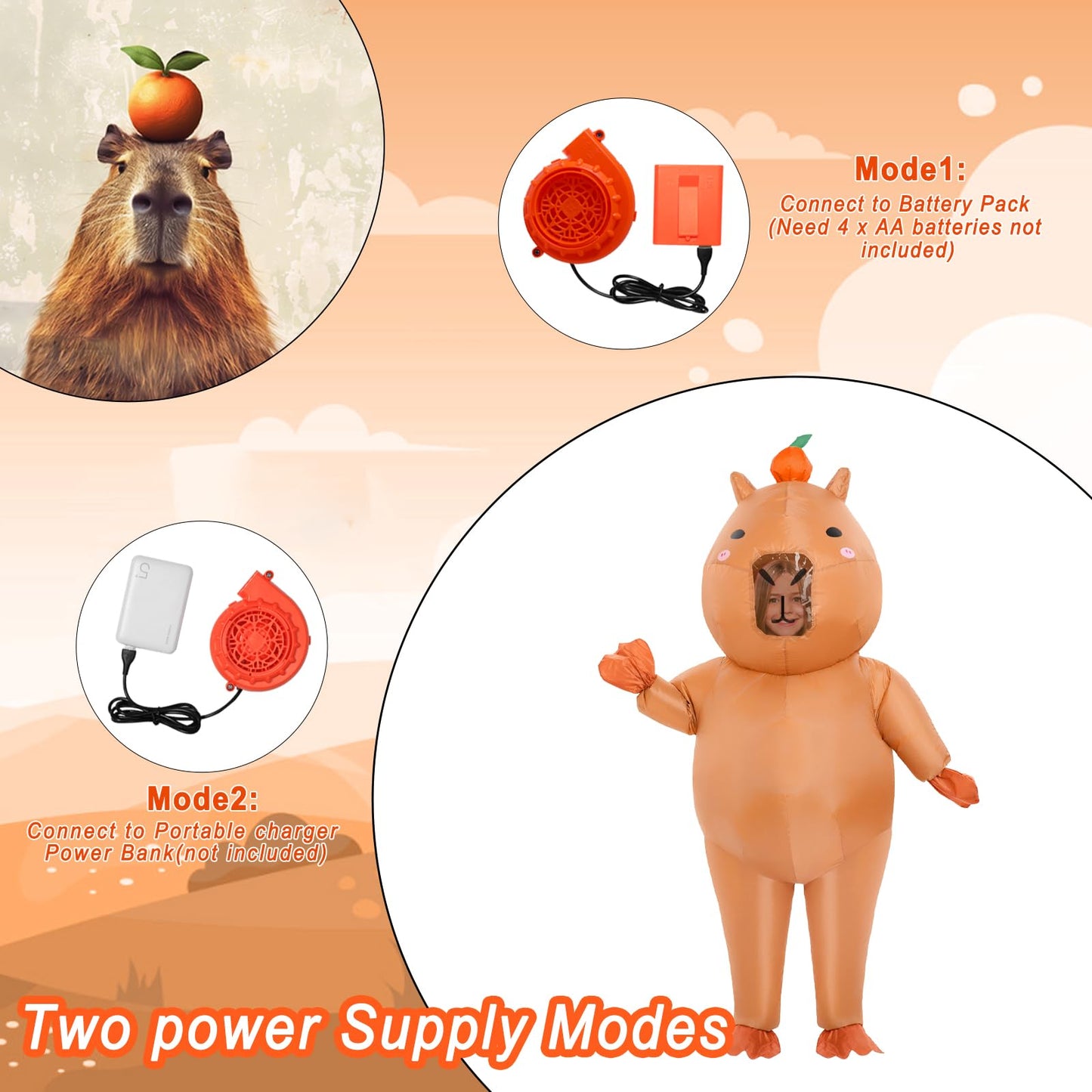 Xyjkidses Inflatable Capybara Costume Kids Halloween Costume Kid Girls Boys Funny Animal Blow Up Costumes Kid For Cosplay Party