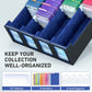SENVINI 4-Row Trading Card Storage Box for 3200+ Cards, Purple Faux Leather with Dividers, Sleeves & Strap