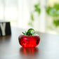 Krisinine Hand Blown Glass Red Tomato Figurine Crystal Fruit Collectible Figurines Art Glass Miniature Ornament Tabletop Desk Paperweight For Women
