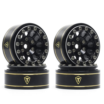 Treal 1.0 Beadlock Wheels 12 Spokes Classic Rims (4P) For Scx24 Ax24 Fcx24 Trx4M 1/24 1/18 Crawler Car-Type I(Black)