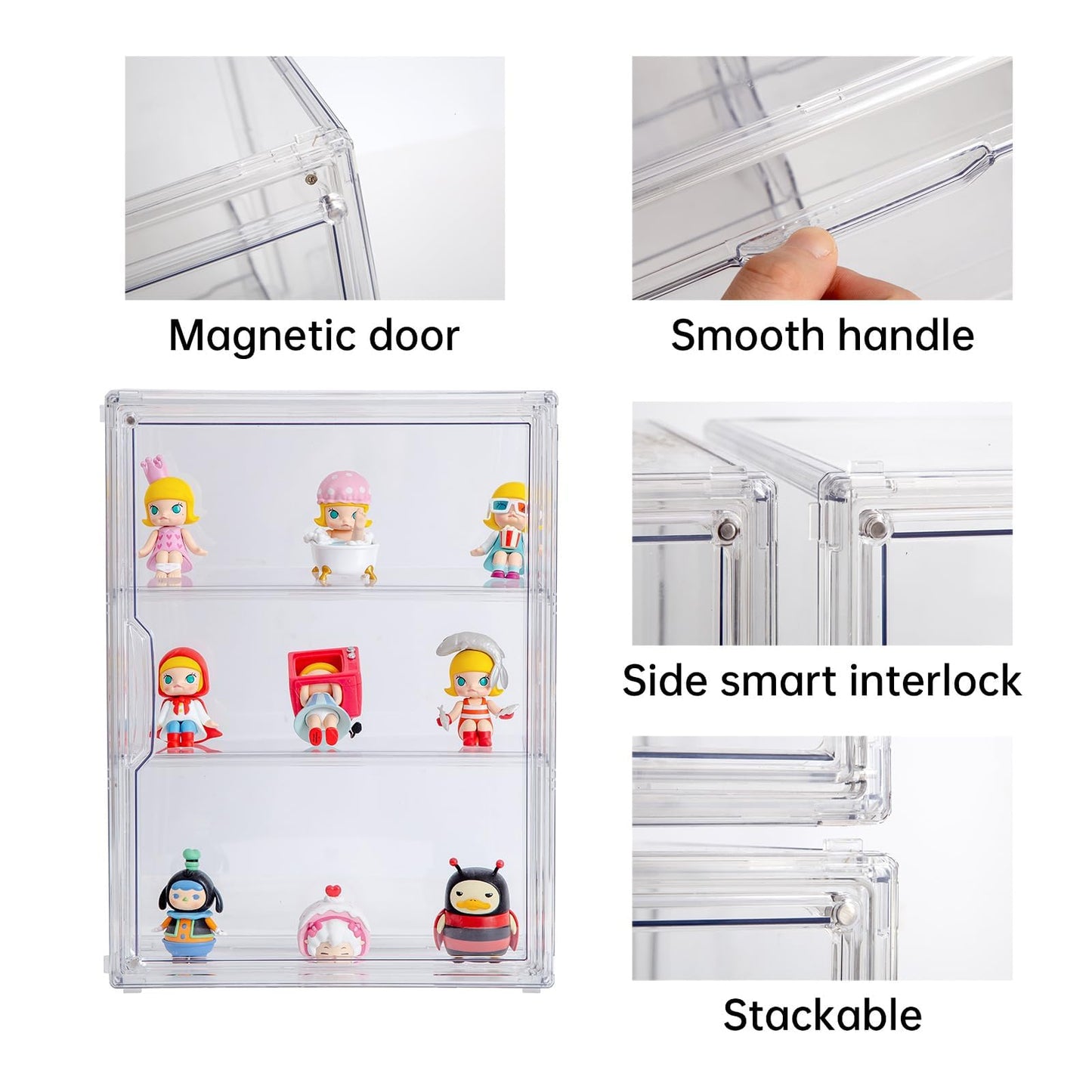 BOHOIDEE Acrylic 3-Tier Clear Display Case, Wall-Mounted Dustproof Organizer for Action Figures, Model 868-A