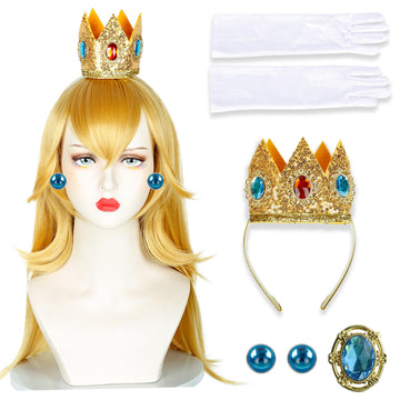 Askuang Princess Costume Set Including Crown+Gloves+Brooch+Clip On Earrings Princess Halloween Cosplay Dress Up Birthday Party