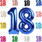 18 Balloon Number, Metallic Blue Number 18Th Birthday Balloons 40 Inch, 18 Years Old Metallic Blue Birthday Decorations For Boys