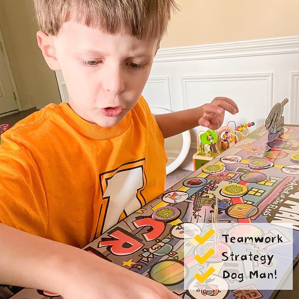 University Games, Dog Man Attack Of The Fleas Cooperative Board Game Based On The Popular Dog Man Book Series By Dav Pilkey For