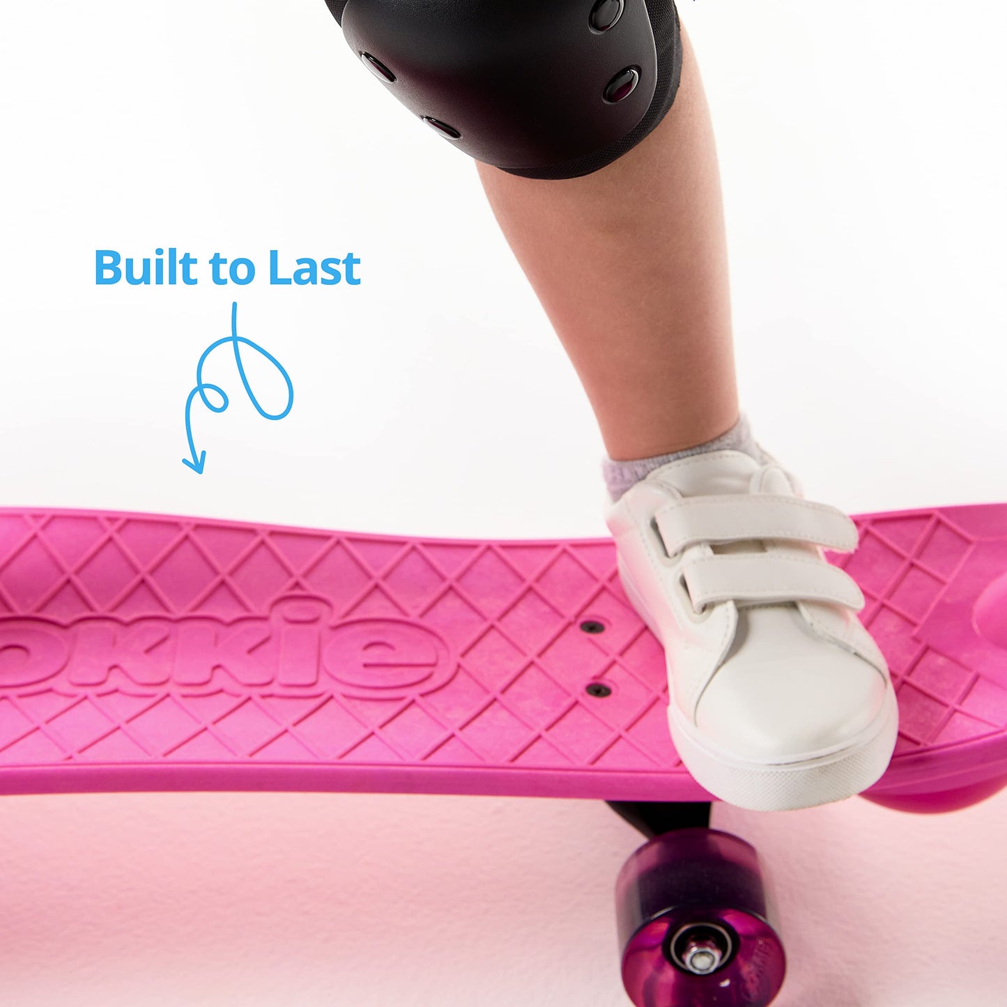 Ookkie Kids Skateboard - Pink Plastic Learner Board for Young Riders