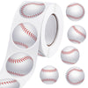 Durony 500 Pieces Baseball Stickers Self-Adhesive Sports Ball Sticker Labels Roll Baseball Theme Party Decor Envelope Gift Bag S